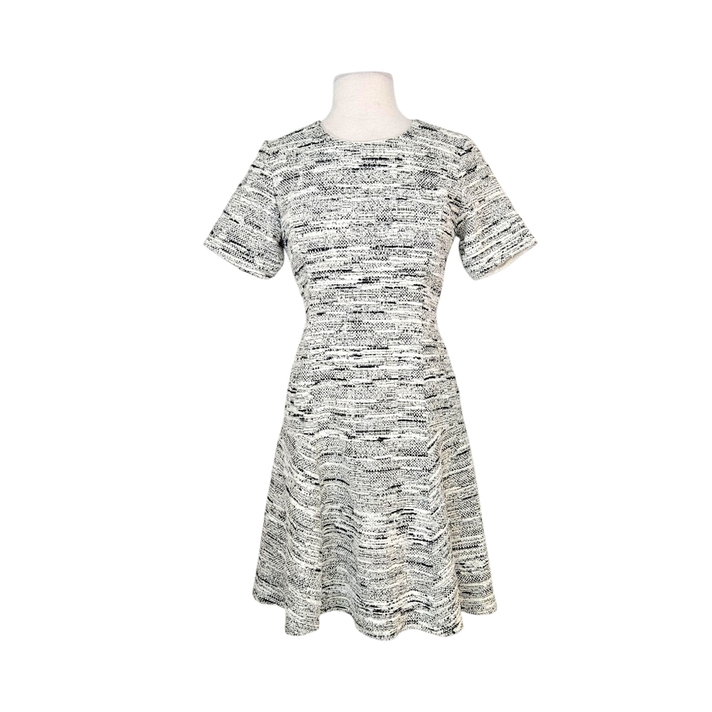 Charlotte Brody White & Black Tweed A-Line Dress